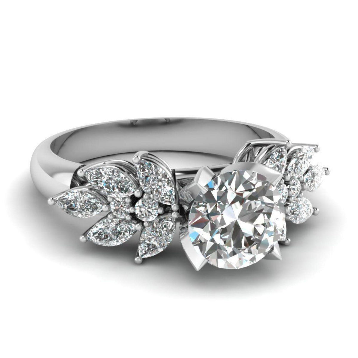 1.30 TCW Round Cut Solitaire With Accents Lab Grown Diamond Ring for Women