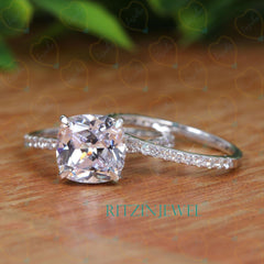 2.50 TCW Cushion Cut Bridal Set Lab Grown Diamond Ring for Women