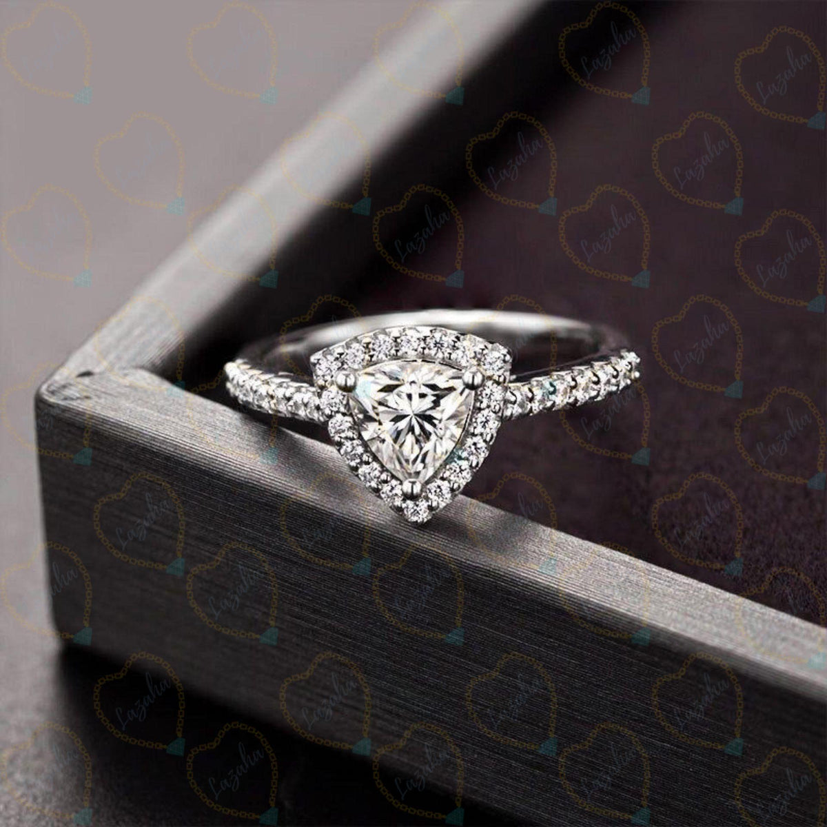 0.50 TCW Round Cut Halo Lab Grown Diamond Ring for Women