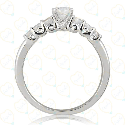 1.00 TCW Round Cut 7 Stone Lab Grown Diamond Ring for Women