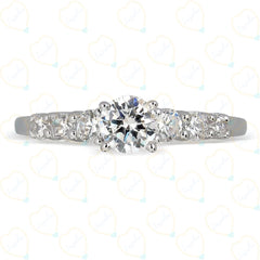 1.00 TCW Round Cut 7 Stone Lab Grown Diamond Ring for Women