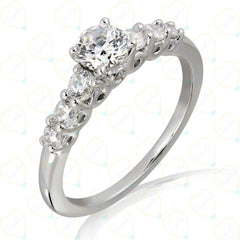 1.00 TCW Round Cut 7 Stone Lab Grown Diamond Ring for Women