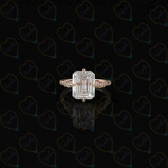 1.00 TCW Emerald Cut Solitaire With Accents Lab Grown Diamond Ring for Women