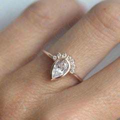 1.20 TCW Pear Cut Unique Lab Grown Diamond Ring for Women