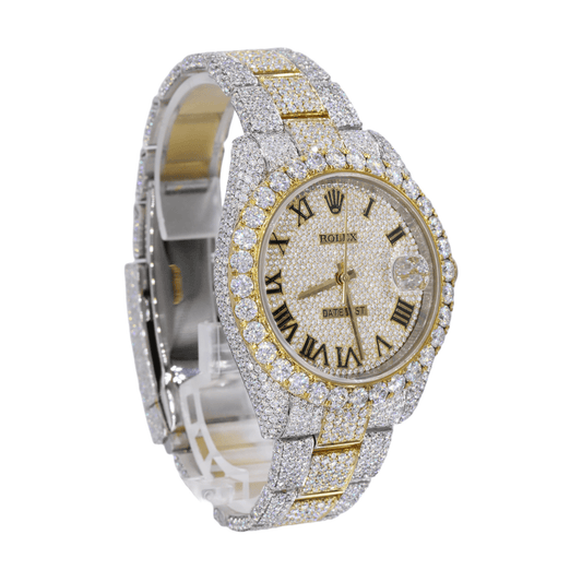 DJ 41MM Moissanite Diamond Big Stone Bezel Two-Tone Watch 22CT