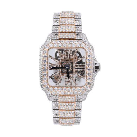 CS Skeleton 41MM Two-Tone VVS Moissanite Diamond Watch 20CT