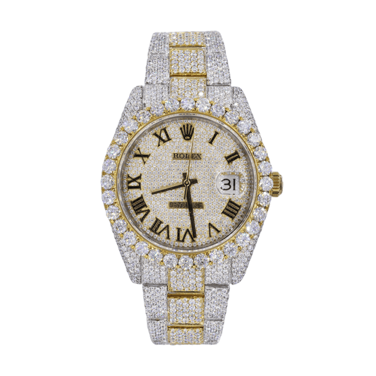 DJ 41MM Moissanite Diamond Big Stone Bezel Two-Tone Watch 22CT