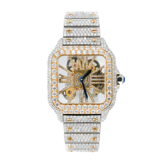 CS Skeleton Two-Tone 41MM VVS Moissanite Diamond Watch 20CT