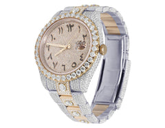 Rolex Watch round moissanite iced out watch arabic dial automatic watch for mens