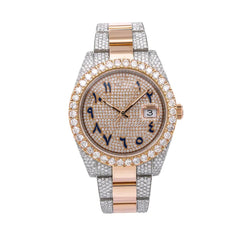 Rolex Watch two tone white rose gold plated diamond watch moissanite hip hop watch