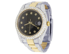 Rolex Watch black dial automatic diamond watch for mens stainless steel round moissanite watch