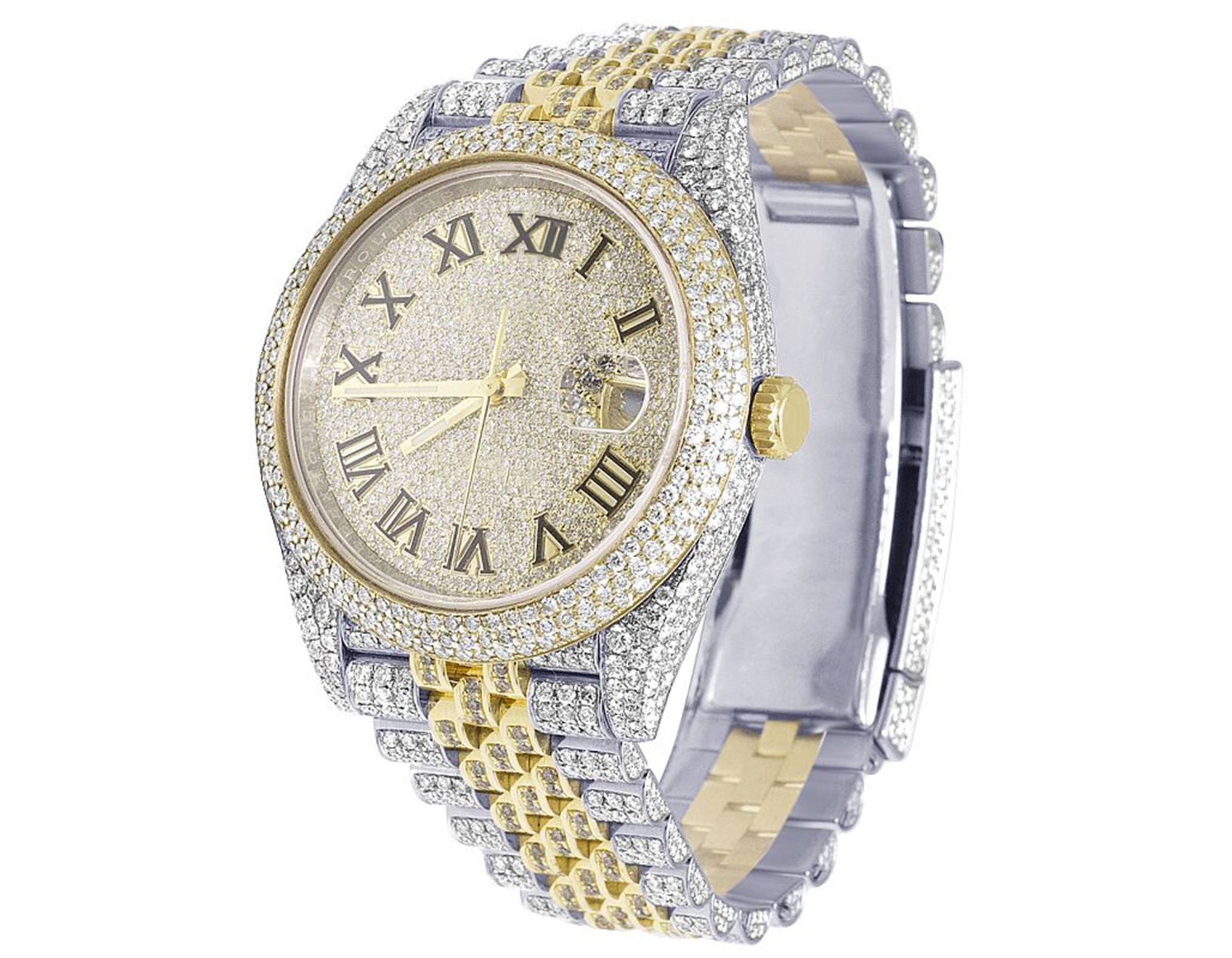 Rolex Watch fully iced out moissanite watch for mens roman number diamond watch