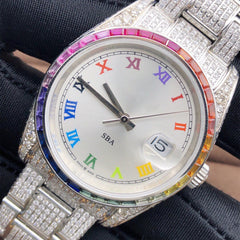 Rolex Watch rainbow dial iced out moissanite watch for mens