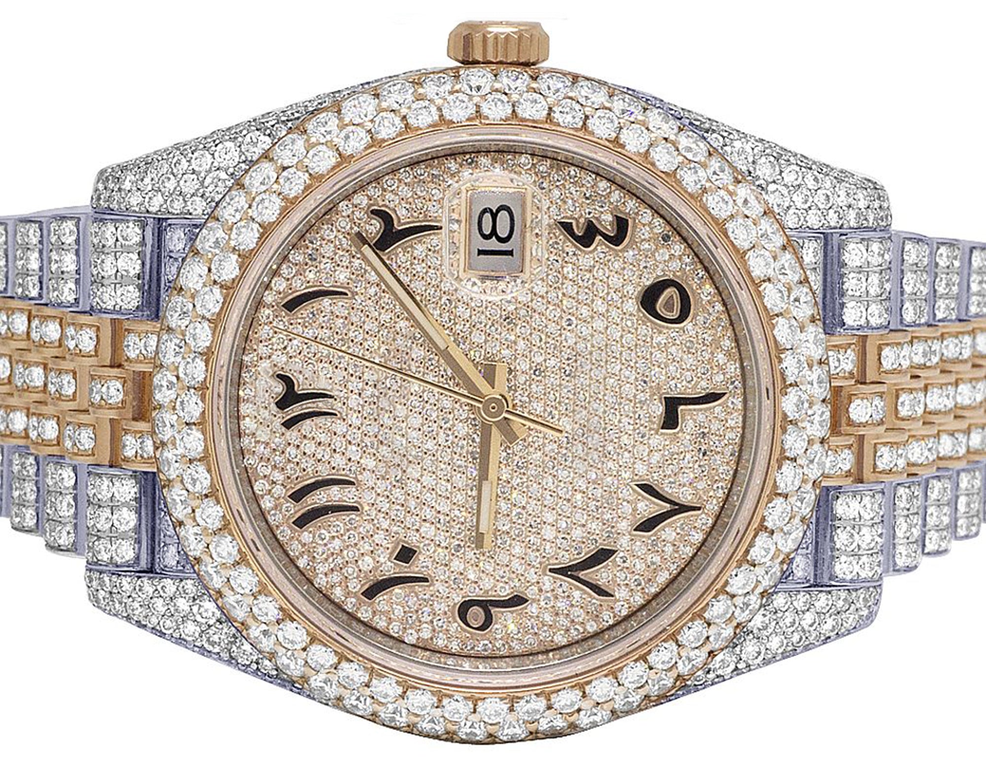 Rolex Watch 2 tone fully iced out moissanite diamond watch for anniversary gift