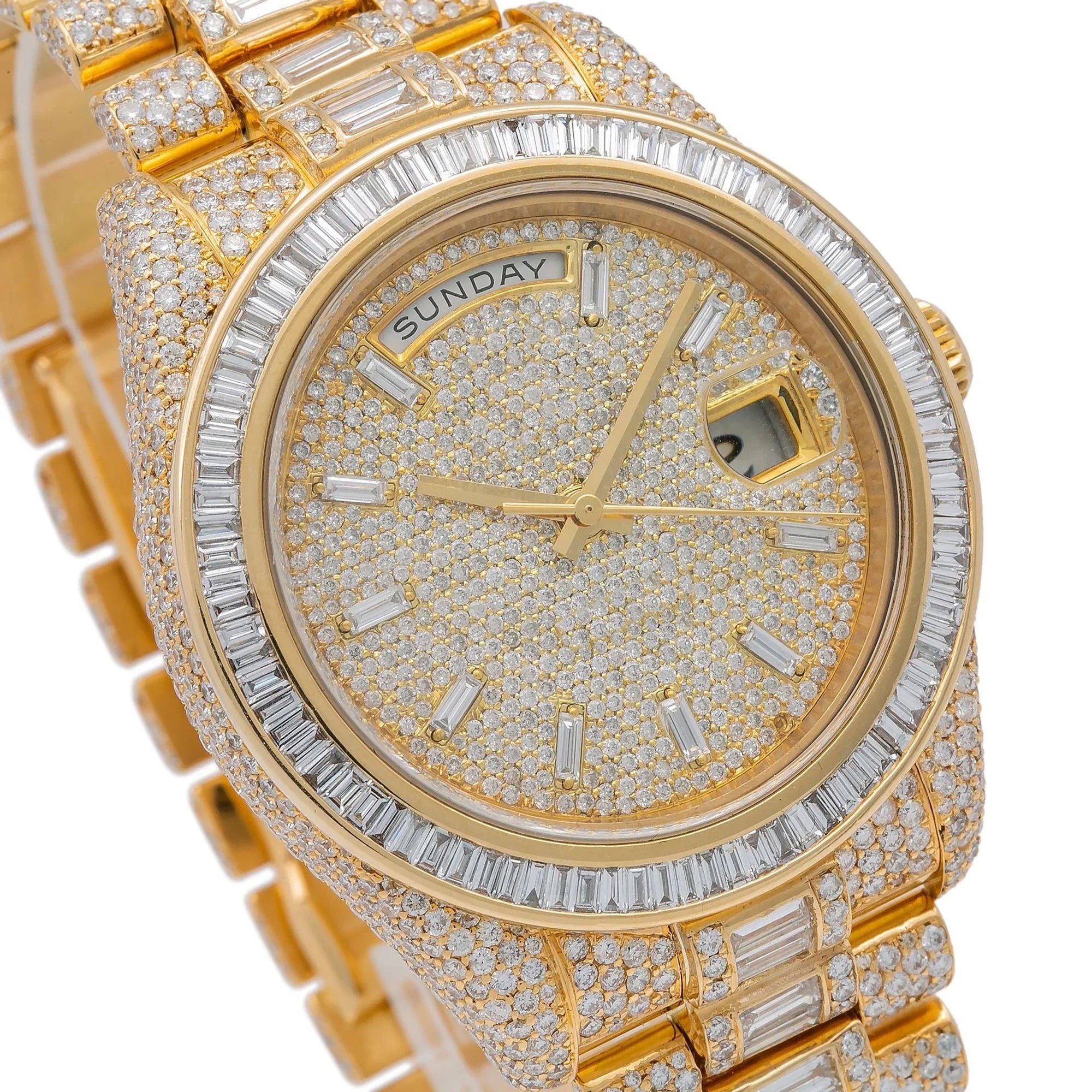 Rolex Watch fully iced out diamond watch big bezel with baguette moissanite diamond watch men wrist watch