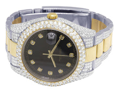 Rolex Watch black dial automatic diamond watch for mens stainless steel round moissanite watch