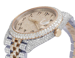 Rolex Watch 2 tone fully iced out moissanite diamond watch for anniversary gift