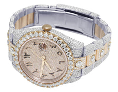 Rolex Watch round moissanite iced out watch arabic dial automatic watch for mens