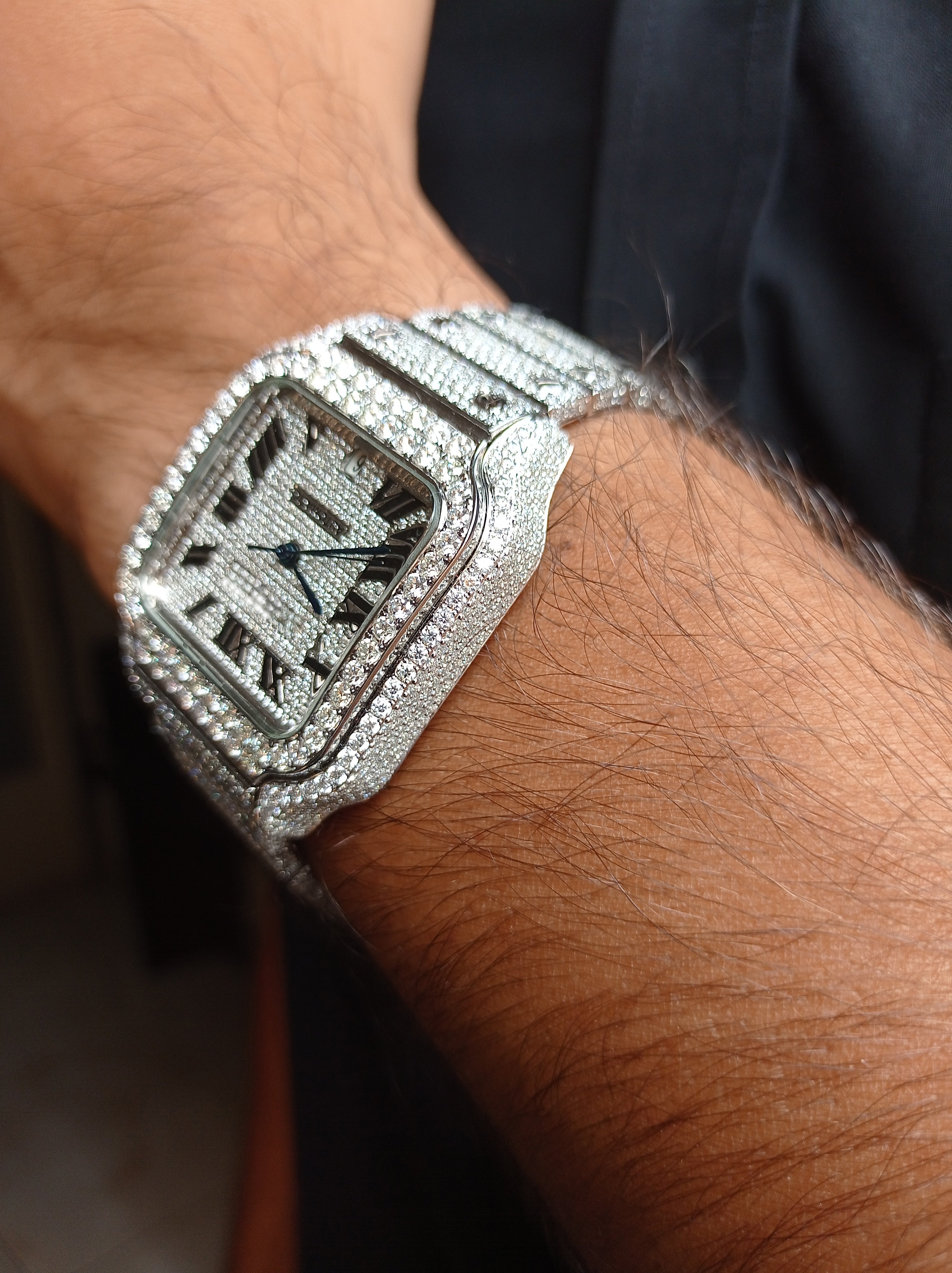 Full Iced Out Moissanite Watch With Roman Dial