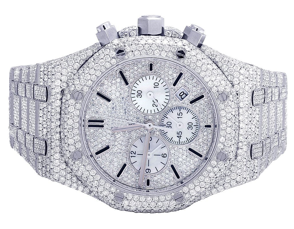 Audemars Piguet Watch fully iced out moissanite watch in white gold plating mens hip hop watch for birthday gift