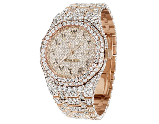 Audemars Piguet Watch fully iced out moissanite watch for mens with gold plating automatic wrist watch for birthday gift