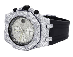 Audemars Piguet Watch iced out moissanite wrist watch for mens with black rubber strap