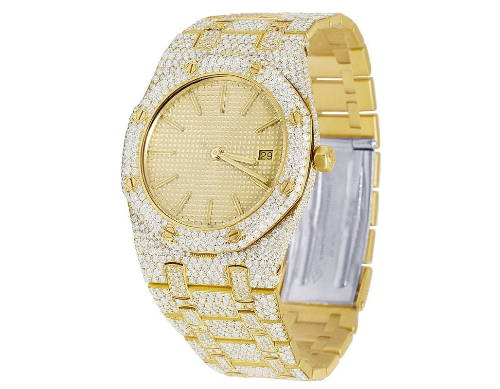 Audemars Piguet Watch mens fully automatic wrist watch moissanite diamond watch with yellow gold plating