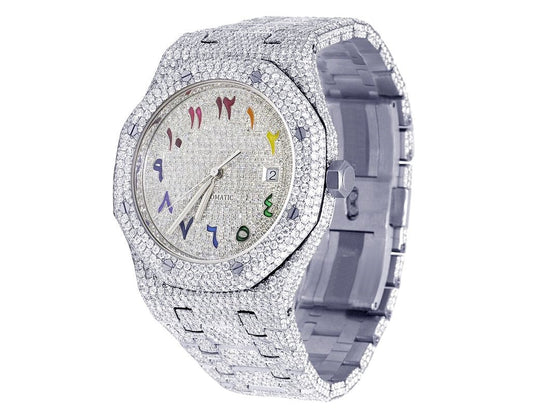 Audemars Piguet Watch moissanite diamond watch gift for him arabic rainbow dial watch mens wrist watch