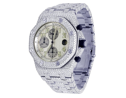 Audemars Piguet Watch mens 42 mm white gold plated moissanite diamond watch stainless steel watch gift for him