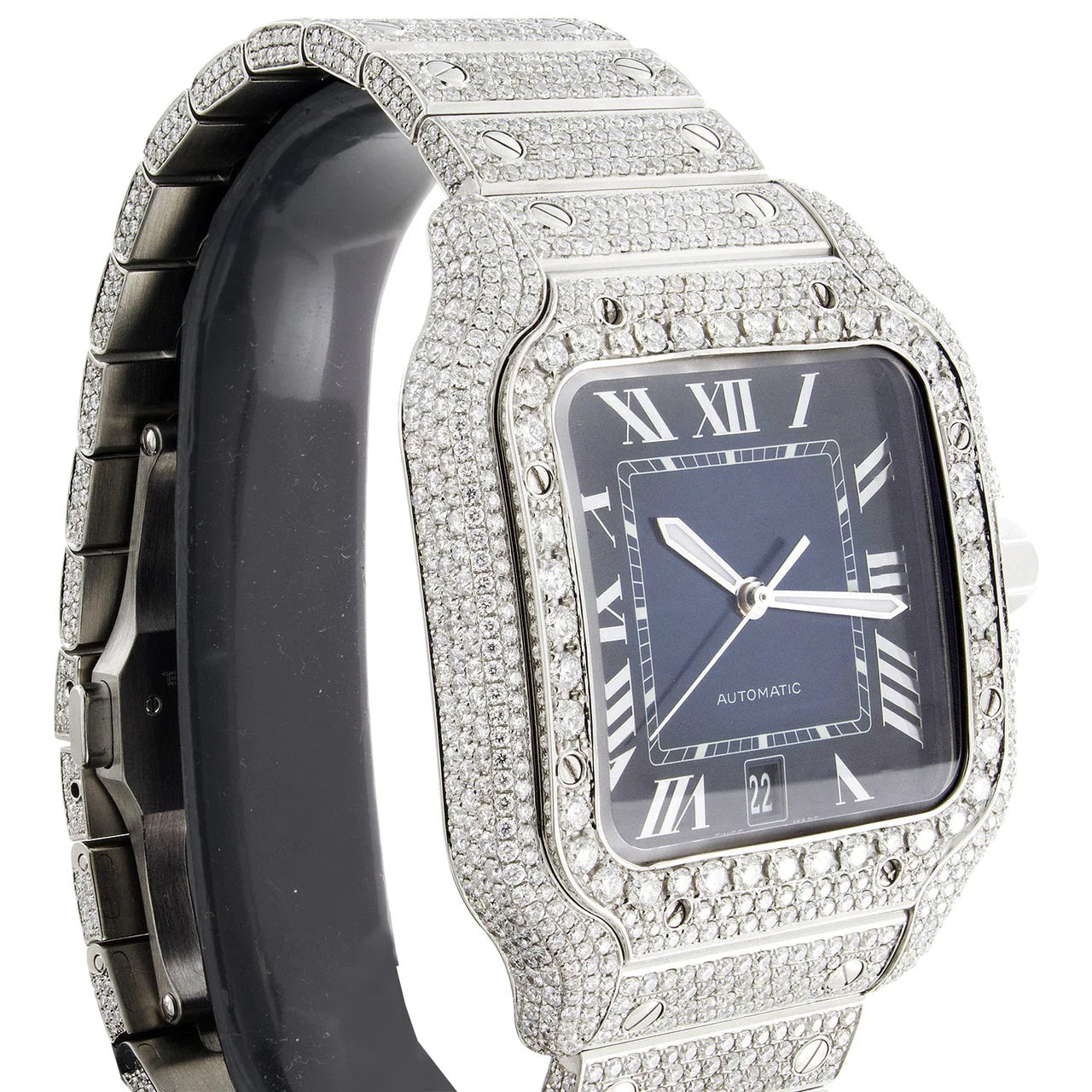 Cartier Watch iced out vvs moissanite diamond watch automatic watch for mens square dial stainless steel watch