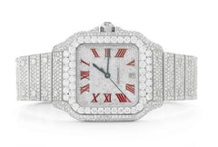 Cartier Watch iced out automatic watch gift for him round moissanite watch mens wrist watches