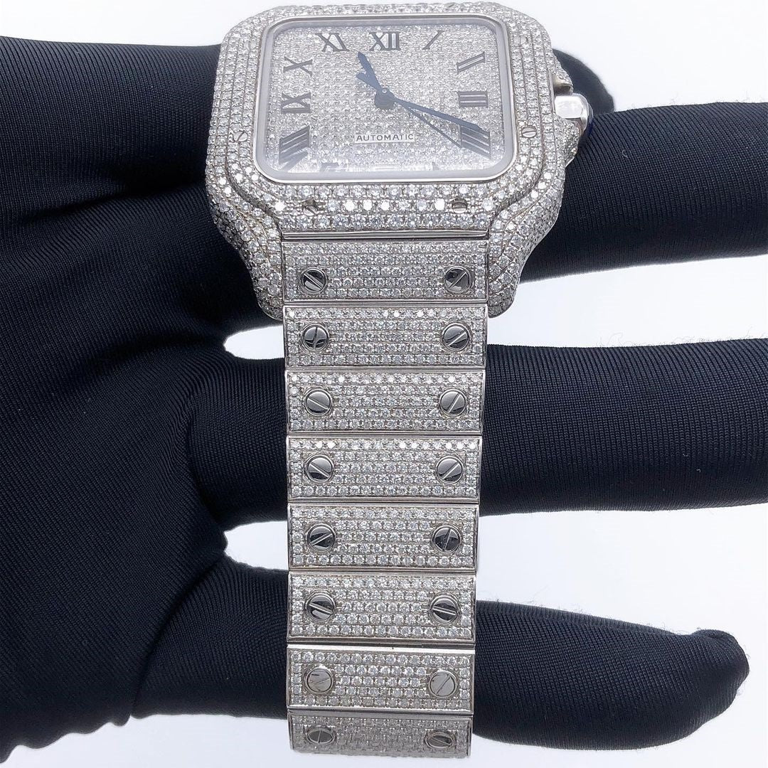 Cartier Watch iced out moissanite vvs diamond watch for gift roman dial stainless steel watch mens luxury watch