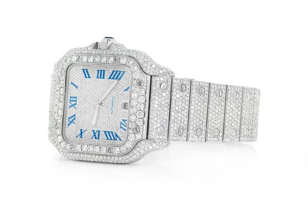 Cartier Watch mens iced out diamond wrist watch round vvs moissanite watch stainless steel luxury watch