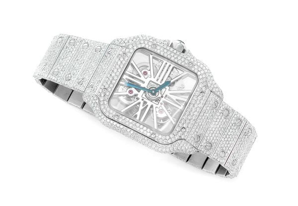 Cartier Watch moissanite studded diamond watch stainless steel skeleton watch mens automatic watch