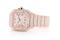 Cartier Watch automatic iced out moissanite watch luxury hip hop watch stainless steel watch with rose gold plated