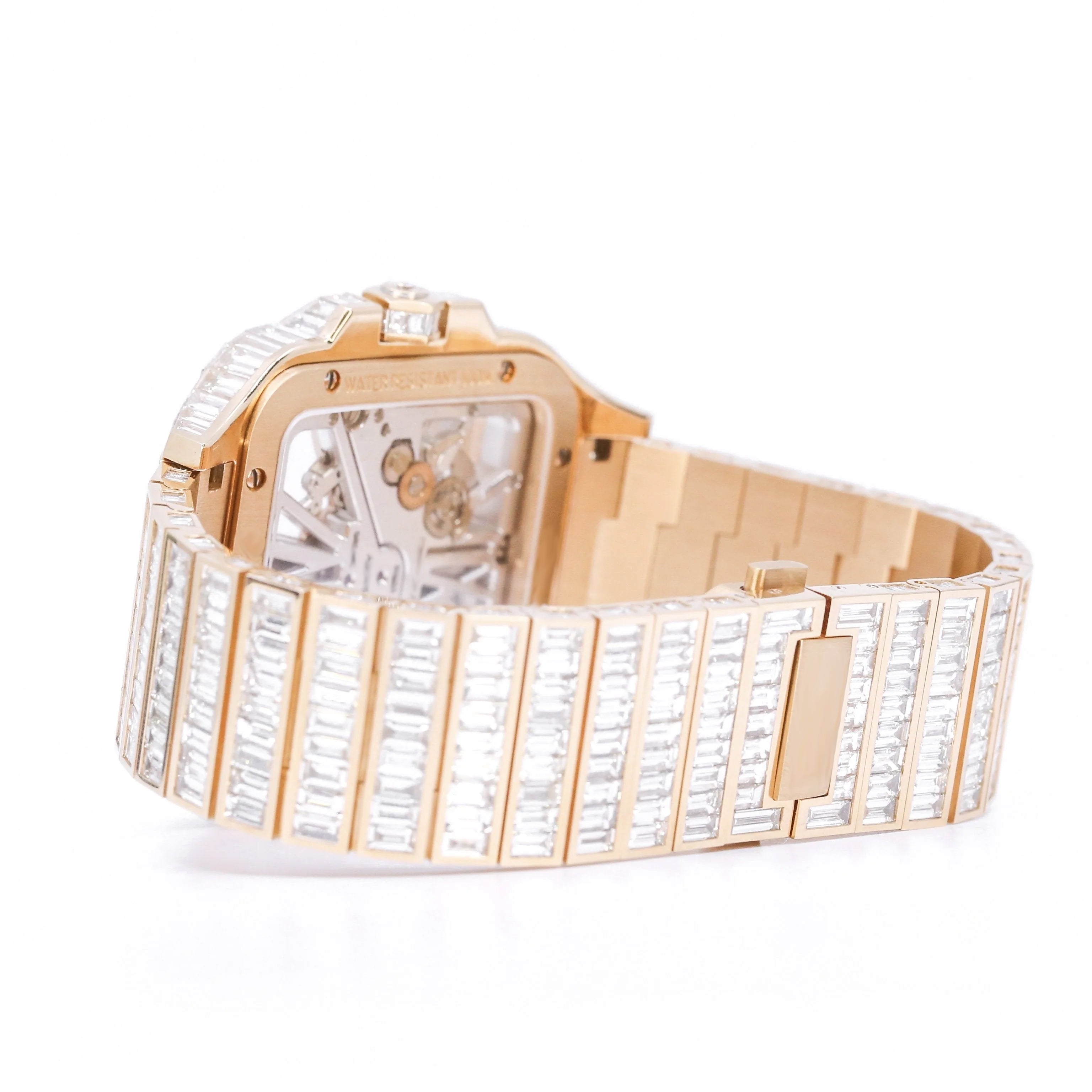 Cartier Watch custom skeleton baguette diamond watch men moissanite watch luxury wrist watch