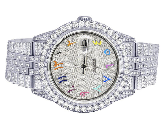 Rolex Watch mens iced out watch custom hip hop bling watch moissanite diamond arabic dial watch