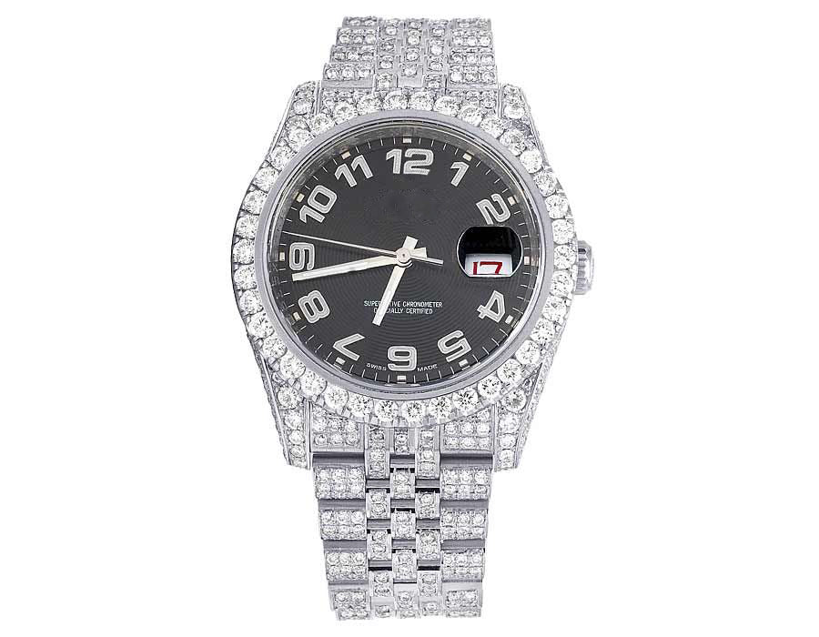 Rolex Watch mens 45mm iced diamond watch moissanite studded watch gift for him hip hop bling watch