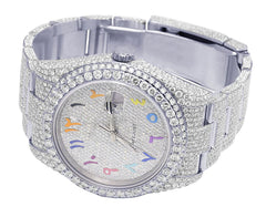 Rolex Watch vvs moissanite diamond watch iced out hip hop watch bust down watch arabic rainbow dial watch