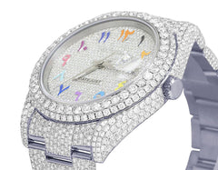 Rolex Watch vvs moissanite diamond watch iced out hip hop watch bust down watch arabic rainbow dial watch