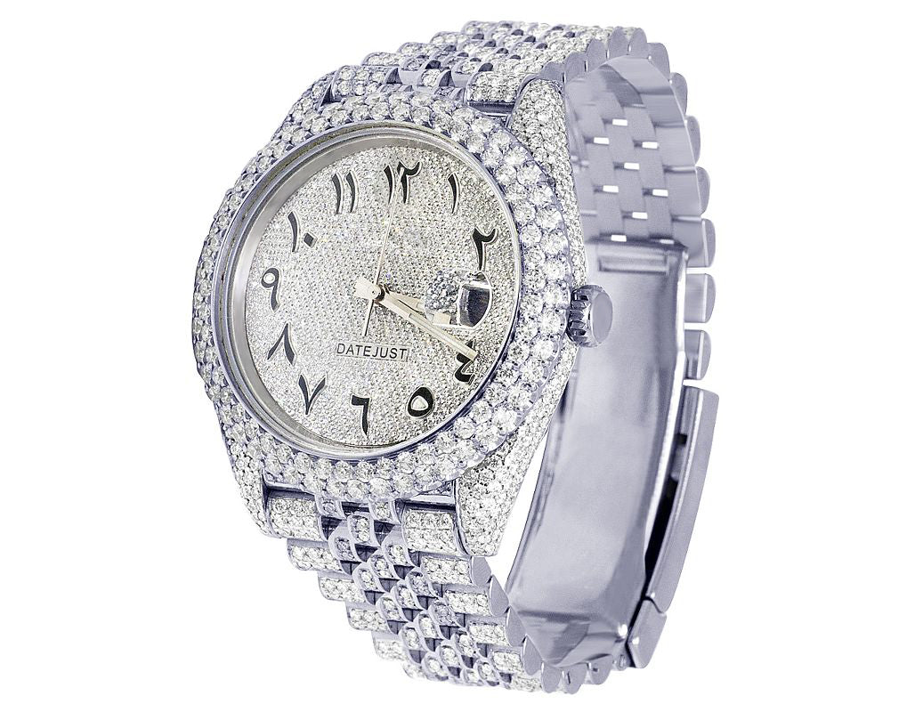 Rolex Watch mens iced out diamond watch with custom arabic dial bust down watch hip hop bling watch