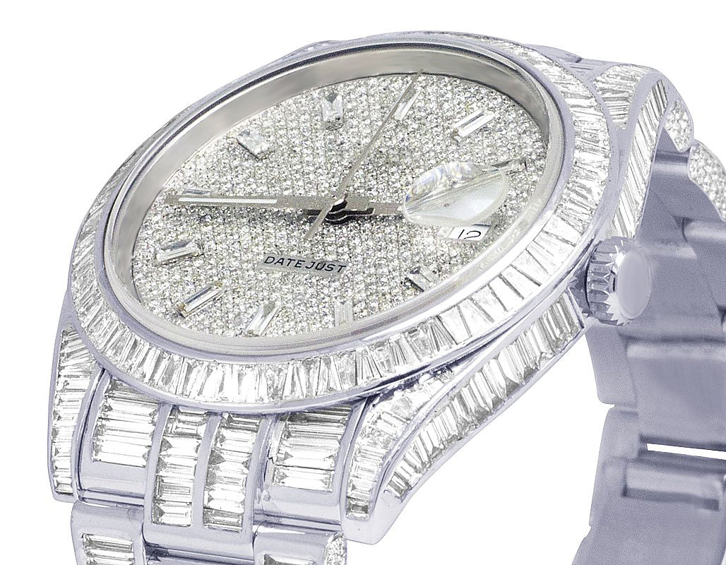 Rolex Watch custom baguette diamond watch iced out moissanite watch hip hop watch mens wrist watch