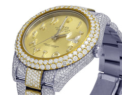 Rolex Watch iced out moissanite diamond watch mens hip hop watch two tone luxury wrist watch