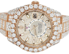 Rolex Watch fully iced out diamond watch moissanite bust down watch rose gold plated stainless steel watch