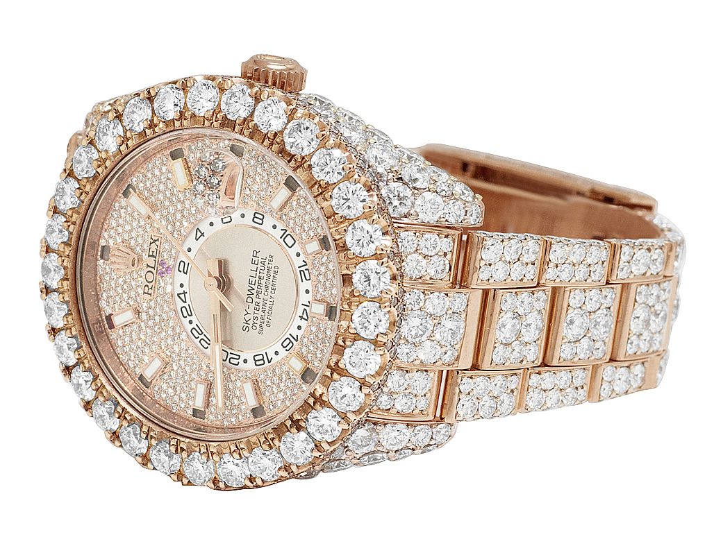 Rolex Watch fully iced out diamond watch moissanite bust down watch rose gold plated stainless steel watch