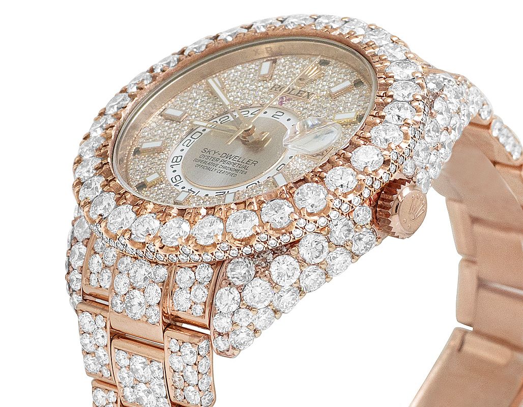 Rolex Watch fully iced out diamond watch moissanite bust down watch rose gold plated stainless steel watch