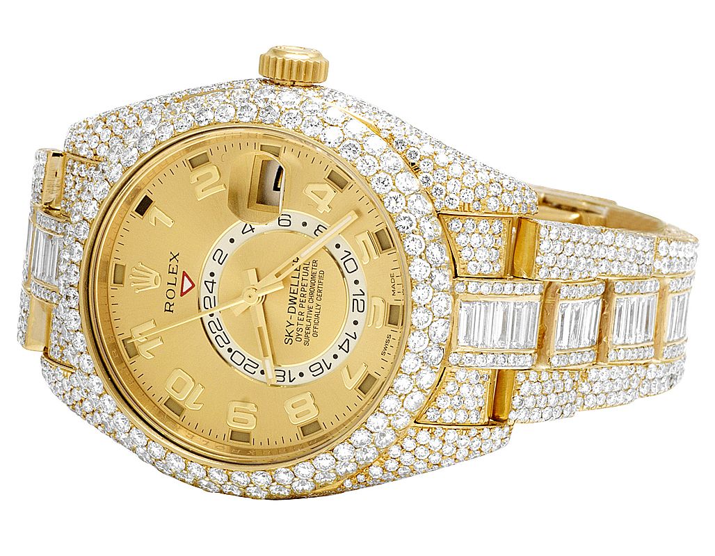 Rolex Watch mens gold dial watch iced out hip hop watch moissanite diamond watch