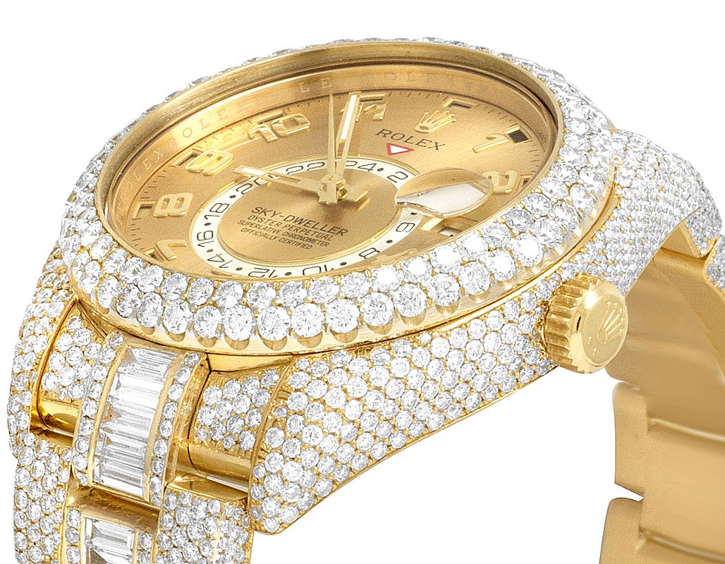 Rolex Watch mens gold dial watch iced out hip hop watch moissanite diamond watch