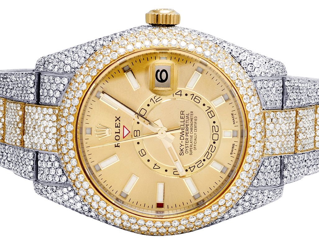 Rolex Watch vvs moissanite diamond studded hip hop watch stainless steel quartz watch 2 tone gold watch