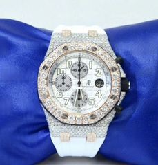 Audemars Piguet Watch mens iced out watch moissanite studded diamond watch white rubber strap quartz watch